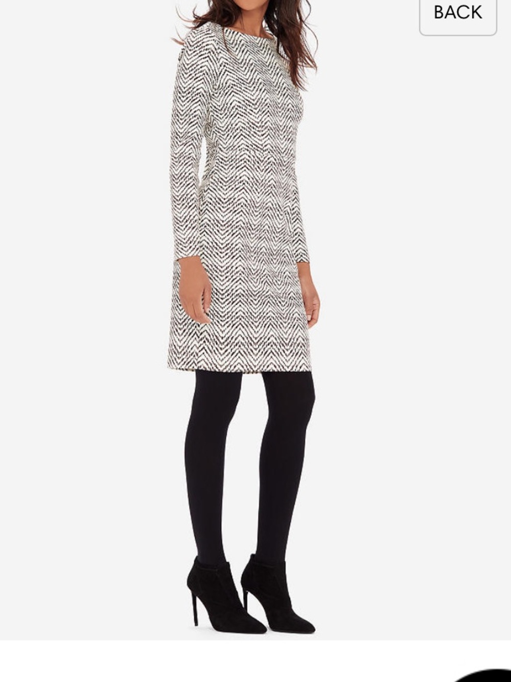 The Limited Black & White Chevron Long-Sleeve Sheath Dress